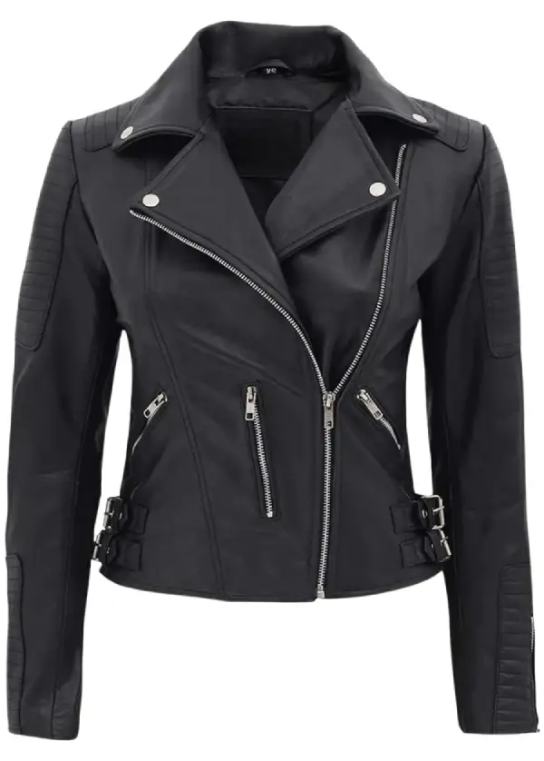 Black Biker Leather Quilted Jacket Womens 1 Black Biker Leather Quilted Jacket Womens