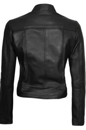 Black Cafe Racer Motorcycle Jacket Womens