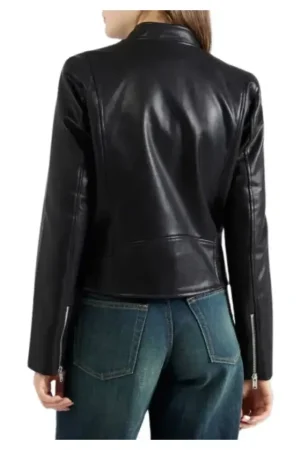 Black Cafe Racer Womens Moto Leather Jacket