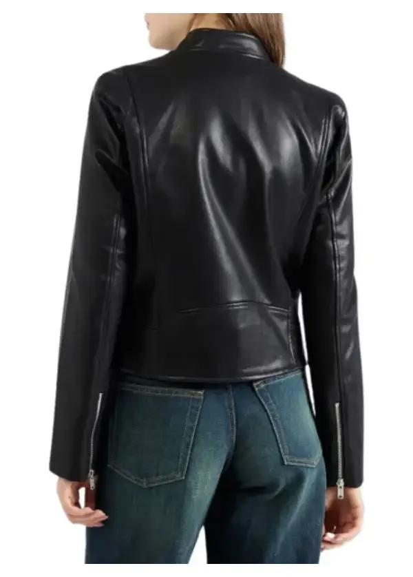 Black Cafe Racer Womens Moto Leather Jacket 3 Black Cafe Racer Womens Moto Leather Jacket - Image 3