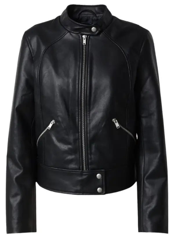 Black Cafe Racer Womens Moto Leather Jacket 1 Black Cafe Racer Womens Moto Leather Jacket
