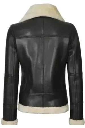 Black Lambskin Leather Jacket with Faux Shearling