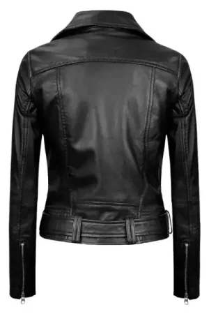 Asymmetrical Black Leather Moto Jacket Womens