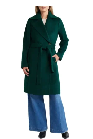Long Green Wool Coat Womens