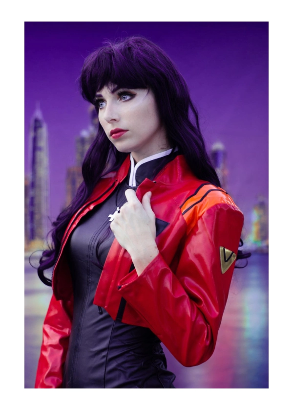 Misato Katsuragi Evangelion Red Leather Jacket 2 Misato Katsuragi Evangelion Red Leather Jacket