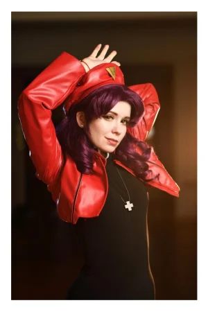 Misato Katsuragi Evangelion Red Leather Jacket