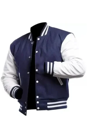 Navy Blue Varsity Letterman Jacket