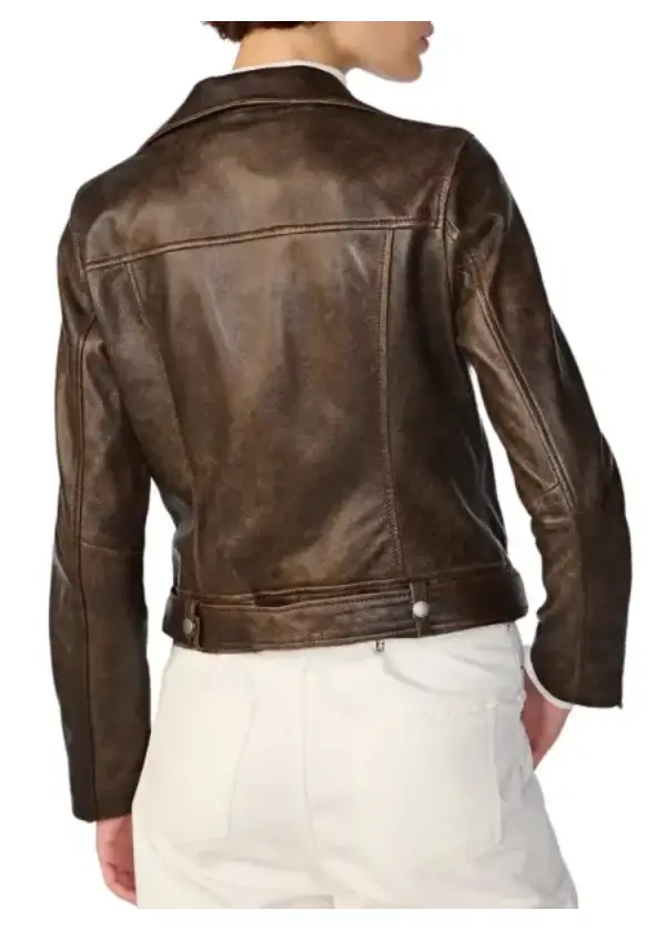 Asymmetrical Biker Vintage Brown Leather Jacket Womens 2 Asymmetrical Biker Vintage Brown Leather Jacket Womens - Image 2