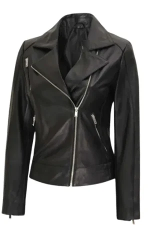 Asymmetrical Black Moto Leather Jacket Womens
