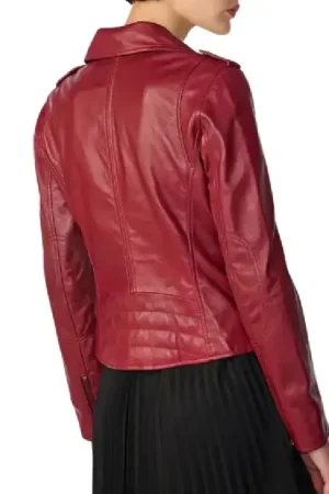 Asymmetrical Leather Womens Red Motorcycle Jacket