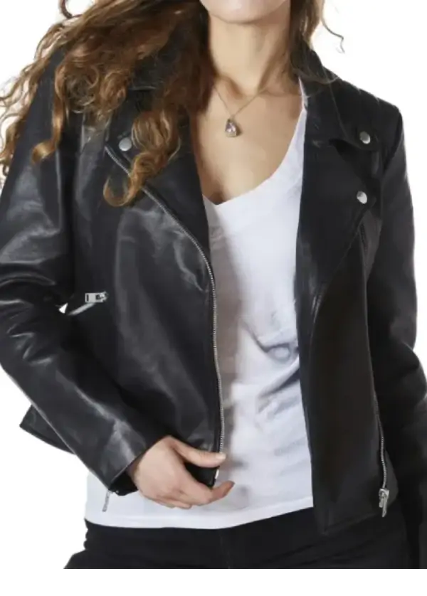 Asymmetrical Leather Women’s Black Moto Jacket 4 Asymmetrical Leather Women’s Black Moto Jacket - Image 4