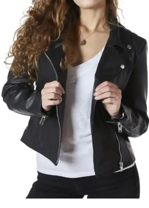 Asymmetrical Leather Women’s Black Moto Jacket 3 Asymmetrical Leather Women’s Black Moto Jacket - Image 3