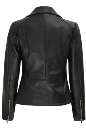 Asymmetrical Black Moto Leather Jacket Womens