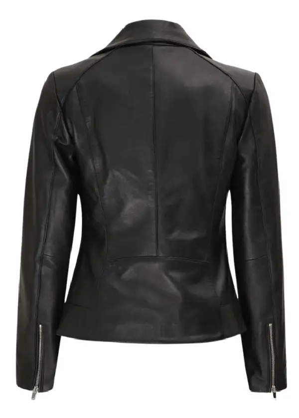 Asymmetrical Black Moto Leather Jacket Womens 2 Asymmetrical Black Moto Leather Jacket Womens - Image 2