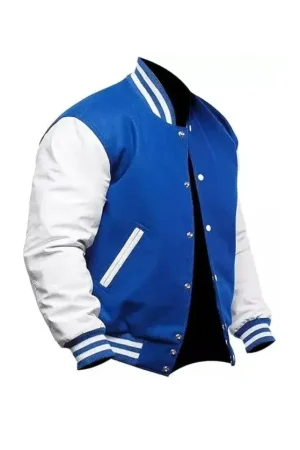 Blue And White Varsity Letterman Jacket