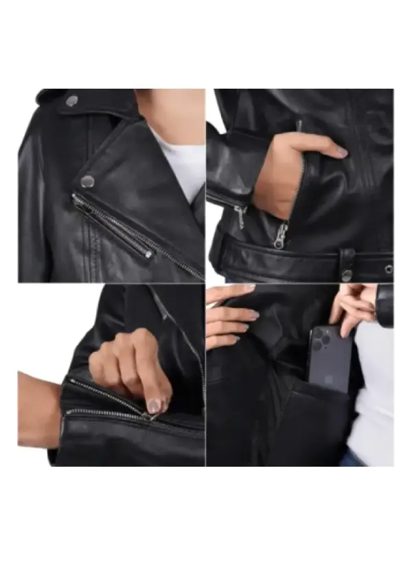 Asymmetrical Black Biker Leather Jacket Womens 2 Asymmetrical Black Biker Leather Jacket Womens - Image 2