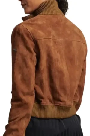Suede Leather Brown Bomber Jacket Womens
