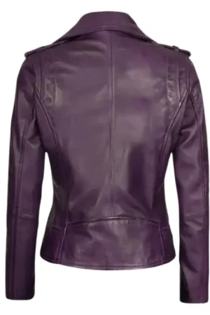 Asymmetrical Purple Leather Biker Jacket Womens