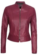 Pink Cafe Racer Leather Jacket Womens