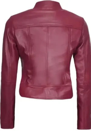 Pink Cafe Racer Leather Jacket Womens