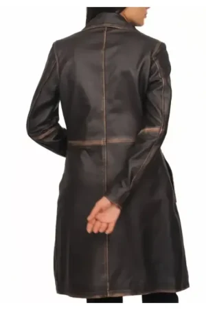 Real Lambskin Distressed Brown Leather Coat Womens