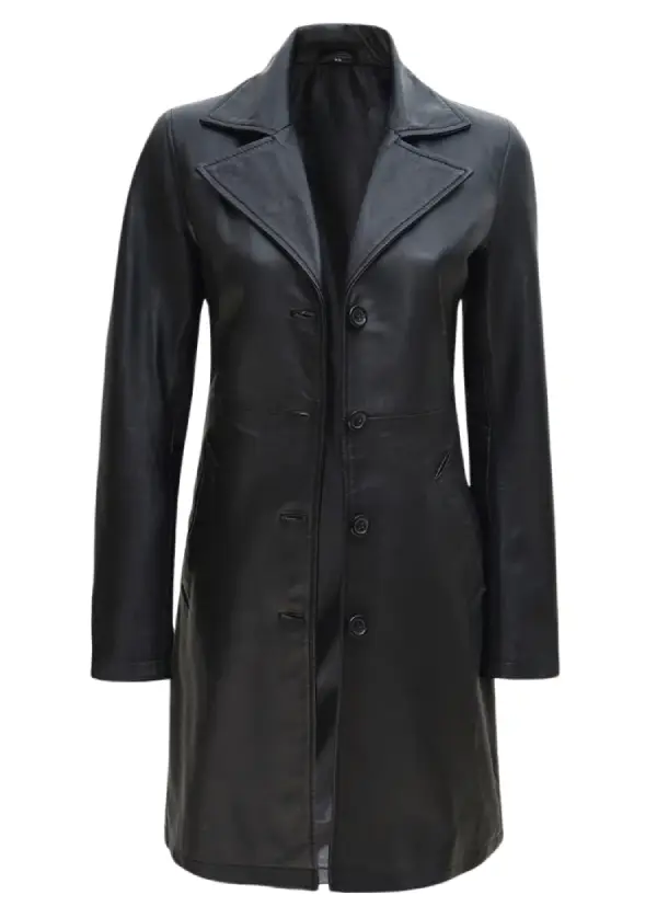 Real Lambskin Long Black Petite Leather Coat Womens 1 Real Lambskin Long Black Petite Leather Coat Womens