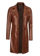 Real Lambskin Petite Brown Leather Coat Womens
