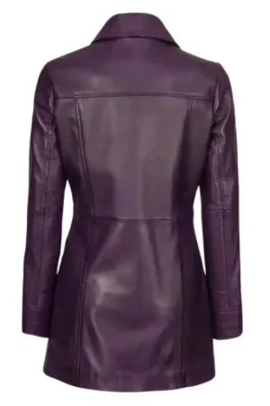 Real Lambskin Purple Leather Coat Womens