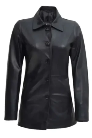 Real Lambskin Women’s Black Leather Car Coat
