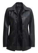Real Lambskin Women’s Black Leather Car Coat