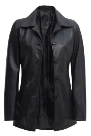 Real Lambskin Women’s Black Leather Car Coat