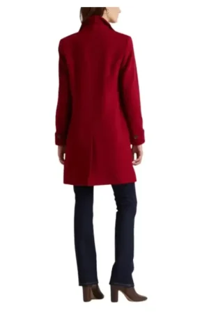 Single Breasted Red Wool Coat Womens