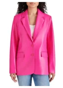 Two Button Leather Hot Pink Blazer Womens