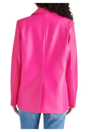 Two Button Leather Hot Pink Blazer Womens