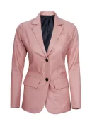 Two Button Pink Leather Blazer Womens