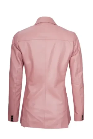 Two Button Pink Leather Blazer Womens