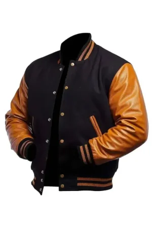 Unisex Black And Gold Varsity Jacket