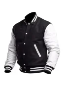 Unisex Black And White Varsity Jacket