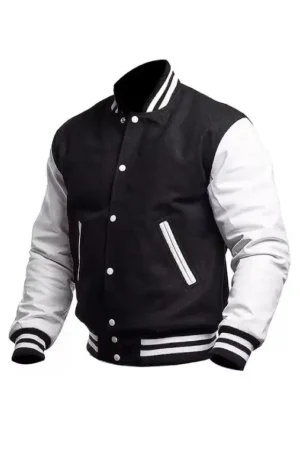 Unisex Black And White Varsity Jacket