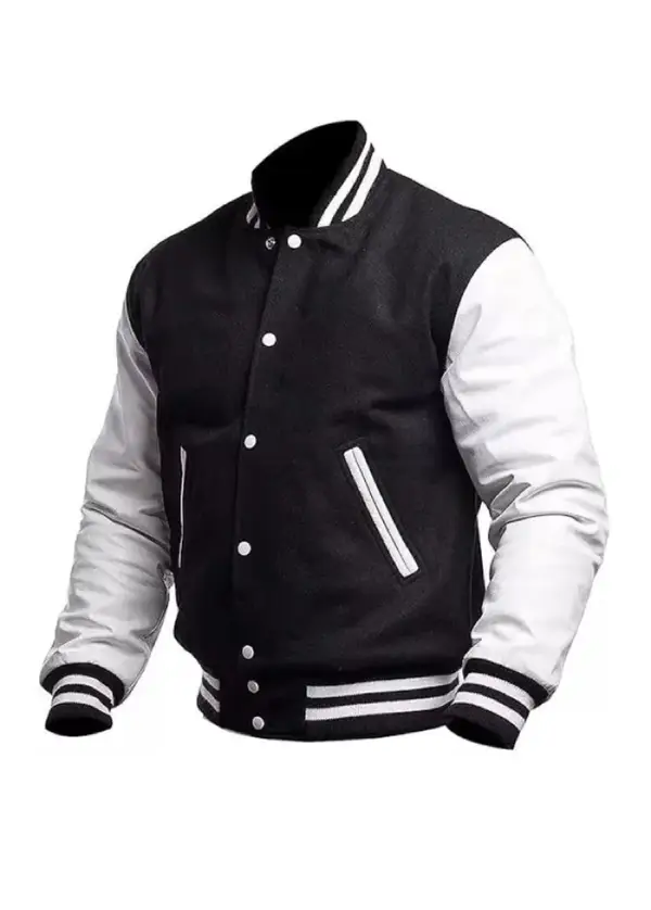 Unisex Black And White Varsity Jacket 1 Unisex Black And White Varsity Jacket