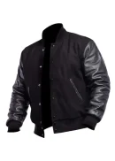 Unisex Wool Black Varsity Jacket