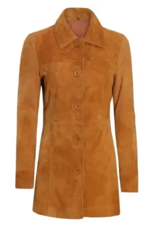 Women’s Cognac Brown Suede Leather Coat