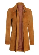 Women’s Cognac Brown Suede Leather Coat