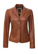 Womens Real Lambskin Brown Leather Blazer