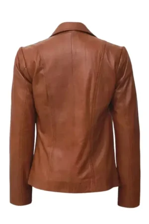 Womens Real Lambskin Brown Leather Blazer