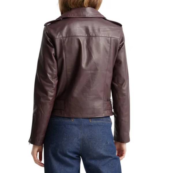 Asymmetrical Biker Burgundy Leather Jacket Womens 6 Asymmetrical Biker Burgundy Leather Jacket Womens - Image 6