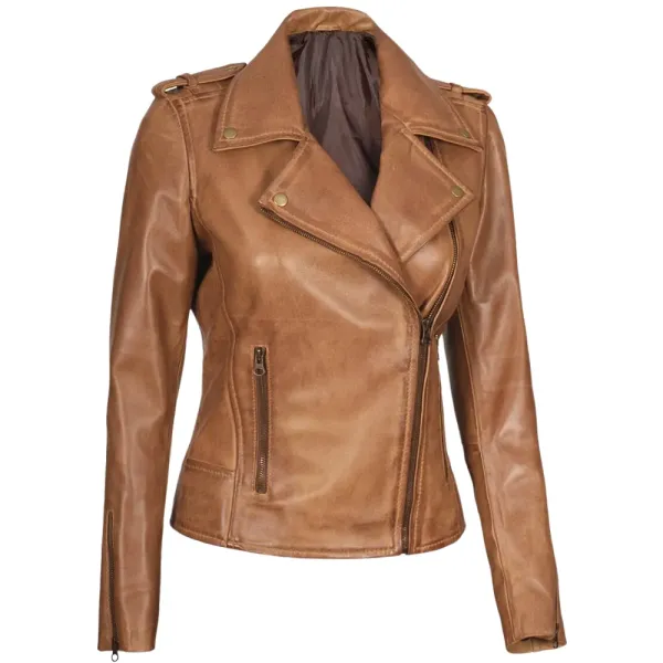 Asymmetrical Camel Leather Moto Jacket For Womens 1 Asymmetrical Camel Leather Moto Jacket For Womens
