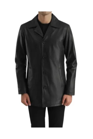 3/4 Length Black Leather Car Coat Mens – Limited Stock