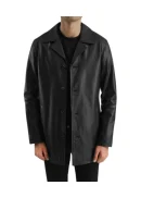 3/4 Length Black Leather Car Coat Mens – Limited Stock