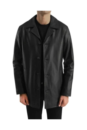 3/4 Length Black Leather Car Coat Mens – Limited Stock